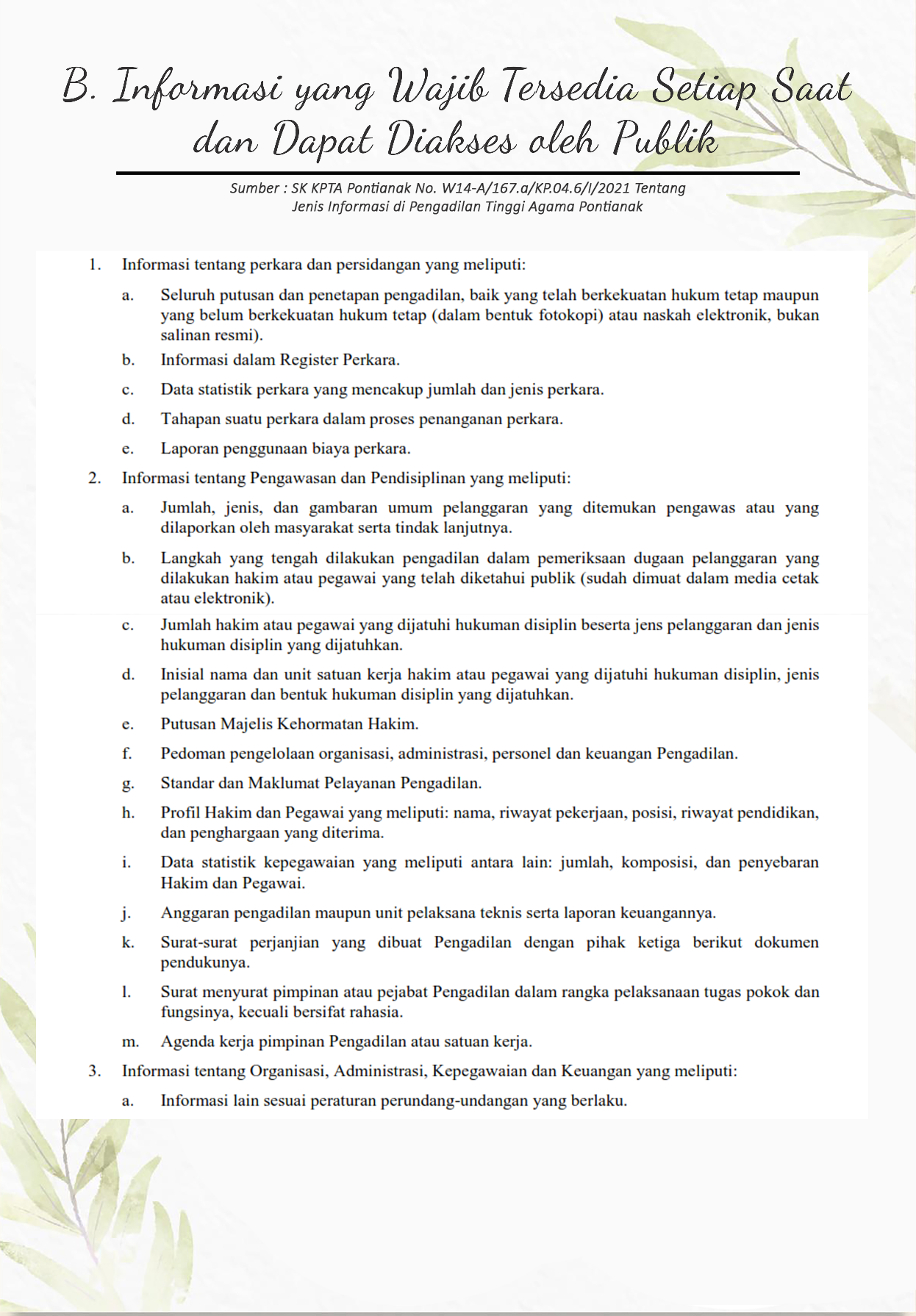 Informasi Wajib Tersedia